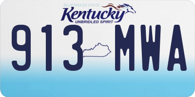 KY license plate 913MWA