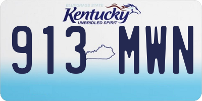 KY license plate 913MWN