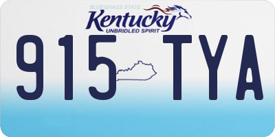 KY license plate 915TYA