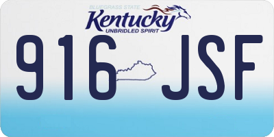 KY license plate 916JSF