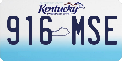 KY license plate 916MSE