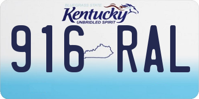 KY license plate 916RAL