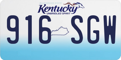 KY license plate 916SGW