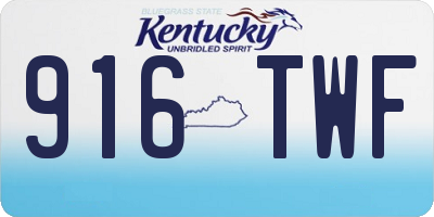 KY license plate 916TWF