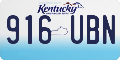 KY license plate 916UBN