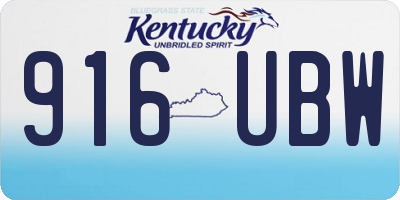 KY license plate 916UBW