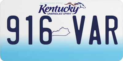 KY license plate 916VAR