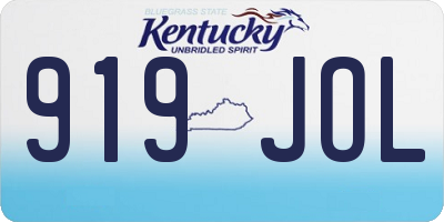 KY license plate 919JOL