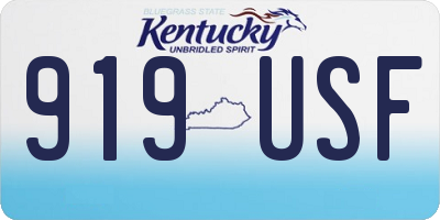 KY license plate 919USF