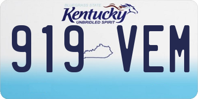 KY license plate 919VEM