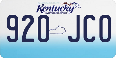 KY license plate 920JCO