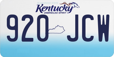 KY license plate 920JCW