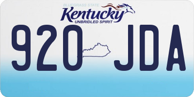 KY license plate 920JDA