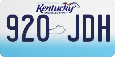 KY license plate 920JDH