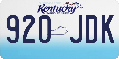 KY license plate 920JDK