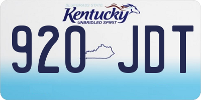 KY license plate 920JDT