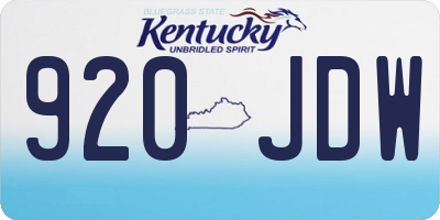 KY license plate 920JDW