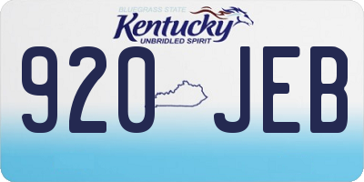 KY license plate 920JEB