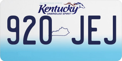 KY license plate 920JEJ