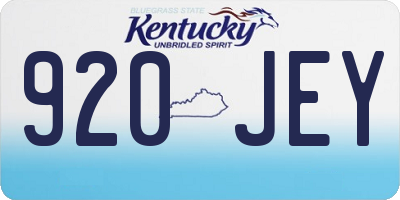 KY license plate 920JEY