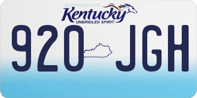 KY license plate 920JGH