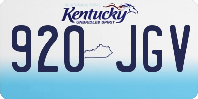 KY license plate 920JGV