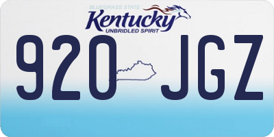 KY license plate 920JGZ