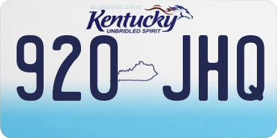 KY license plate 920JHQ