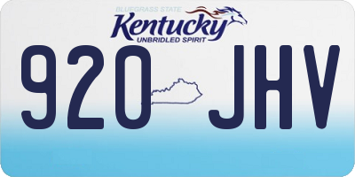 KY license plate 920JHV