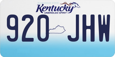 KY license plate 920JHW