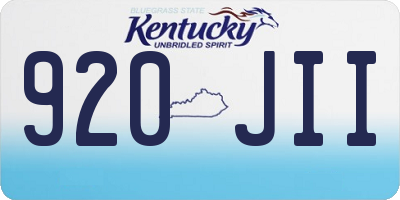 KY license plate 920JII