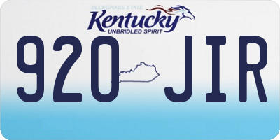 KY license plate 920JIR