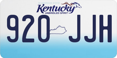 KY license plate 920JJH
