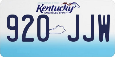 KY license plate 920JJW