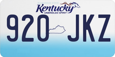 KY license plate 920JKZ