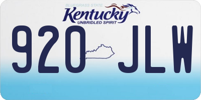 KY license plate 920JLW