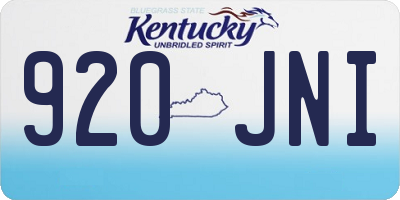 KY license plate 920JNI