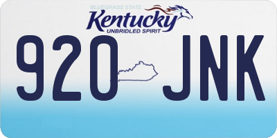 KY license plate 920JNK