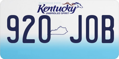 KY license plate 920JOB