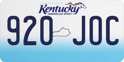 KY license plate 920JOC