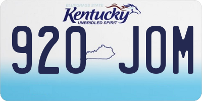 KY license plate 920JOM