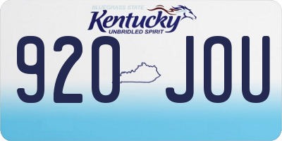 KY license plate 920JOU