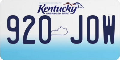 KY license plate 920JOW