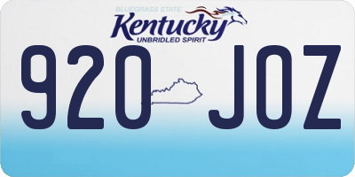 KY license plate 920JOZ