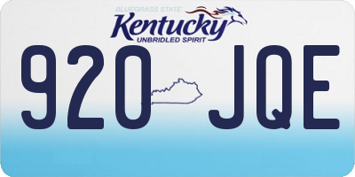 KY license plate 920JQE