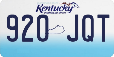 KY license plate 920JQT