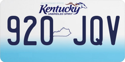 KY license plate 920JQV