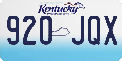 KY license plate 920JQX