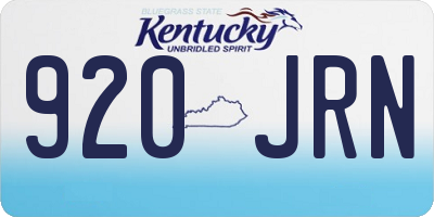 KY license plate 920JRN