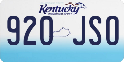 KY license plate 920JSO